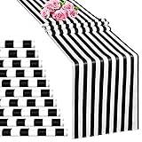 10 Pack Striped Table Runner Polyester Table Decor Classic Black and White Striped Table Runner for Indoor Outdoor Wedding, Birthday Parties, Banquets, Fit Rectange and Round Table(12 x 108 Inch)