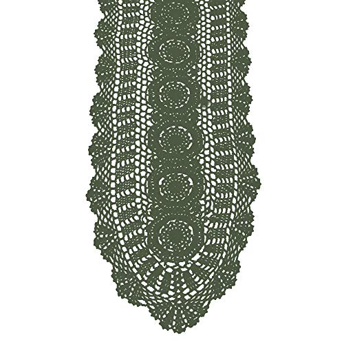 KEPSWET Cotton Handmade Crochet Lace Oval Table Runner Olive Green 12x72 Inch by KEPSWET - Used condition - US$23.17