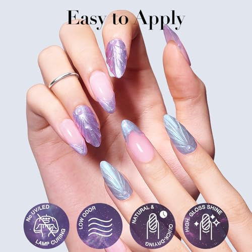 Image of AZUREBEAUTY Holographic Nail Polish Set, 4 Chameleon Colors Purple Pink for DIY Nail Art, Glossy Finish, Ideal Gift for Women