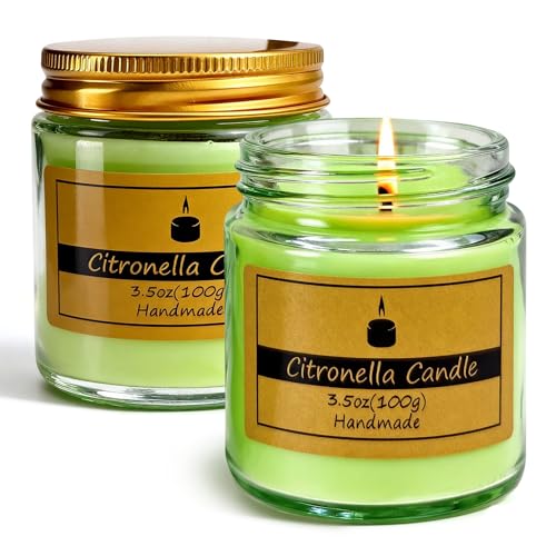 Velas de citronela para exteriores, velas de citronela, cera de soja natural en cristal, cera de soja natural para jardín, camping, interior, terraza, pícnics, regalo de verano