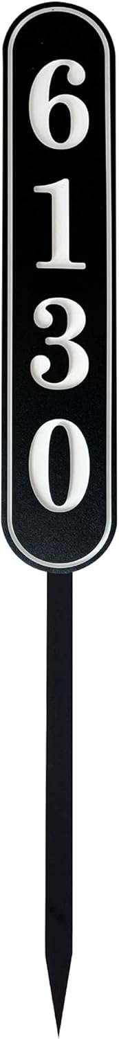 Carvature House Number Sign for Yard, Personalized Address Plaque with Stake for Outside Lawn, Home Address Yard Sign with 18” Stake Made of Rustproof All-Weather Polyethylene (Choose from 2 Sizes)