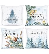 Fundas De Almohada Navideñas De 18x18 Pulgadas – Estilo Casa De Campo, De Algodón Y Lino, Ideales Para Decorar O Regalar