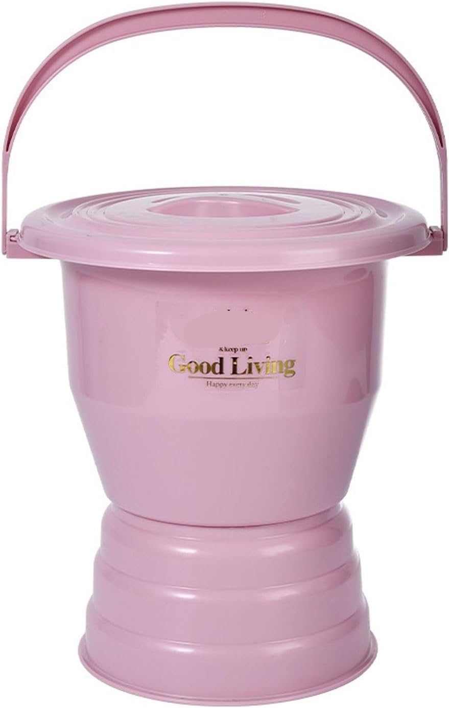 Shfohgkj Roze Chamber Pot,Urine Bucket, With Handle, Bedpan Portable Toilet Urinal Spittoon Potty Pee For Pregnant Woman Elderly Adults(,27.5Cm)