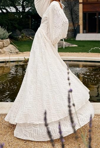 Qikaka Women's Long Puff Sleeve Deep V Neck Ribbed A-Line Sexy Nightclub Party Long Dress2