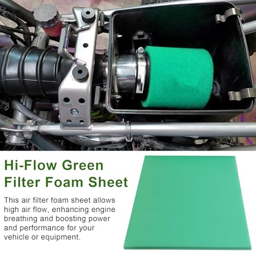 Image of Foam Air Filter Material Sheet for Uni Filter-BF-1 BF1-14 inch X 17 inch X 5 /8 inch, 65-PPI Bulk Fine Filter Foam Sheet, Universal Reusable Air Filter for Most Motorcycle ATV Scooters, Dirt Bike,UTV-Green
