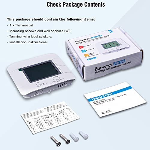 Garystat G711 Upgraded Multi-Stage Non-Programmable Thermostats For Home 2 Heat/2 Cool thumb #6
