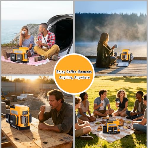 Taingwei Portable Coffee Maker Compatible with Dewalt 20V Battery - Drip Machine with Electric Grinder for Travel, Camping, RV, Car, Hiking (Battery Not Included) - Image 7
