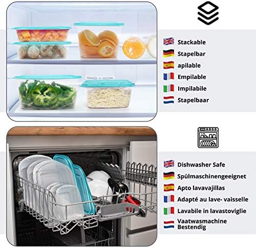 BELLE VOUS 12 Pack Clear Reusable Plastic Food Containers with Lids (3 Sizes) - Leak Proof, BPA Free Food Storage Containers - Microwave, Freezer & Dishwasher Safe - Meal Prep Lunch Boxes
