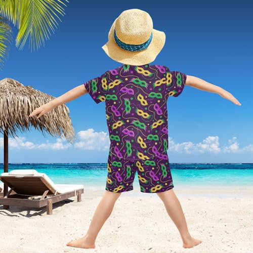 Image of visesunny Boy's 2 Pieces Shirt and Short Set Casual Shirts Short Sleeve Beach Shorts Summer Outfits for 3-10 Years Kids