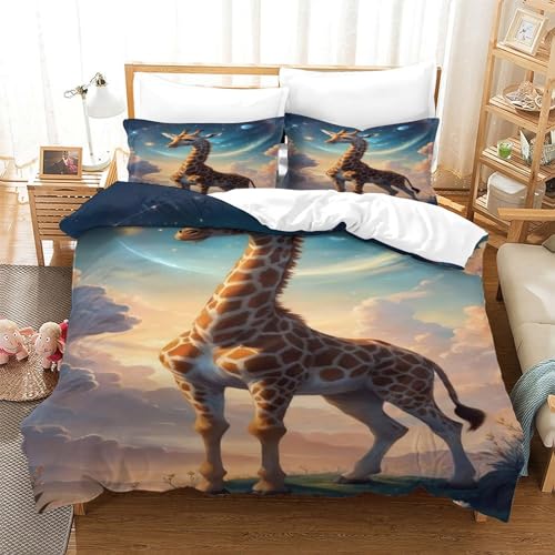 Parure housse de couette girafe 3D microfibre de qualité supérieure 200x200