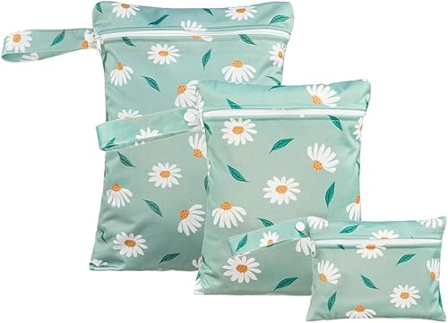 HappyFlute Juego de 3 bolsas húmedas con cremallera, impermeables, lavables, bolsas de viaje, playa, piscina, bolsa de gimnasio para pañales de