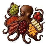 Plato de madera para charcuterías con 8 diseños de tentáculos, bandeja decorativa para servir aperitivos para mariscos y fiestas temáticas, plato de madera para servir