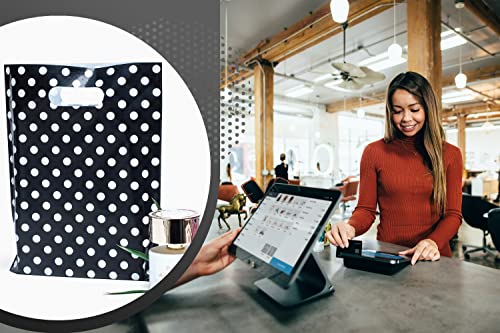 Image of Choice Marts 100 Black Polka Dot Plastic Bags 9x12 Merchandise Bags