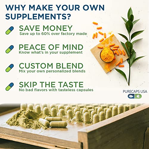 PurecapsUSA – Empty Clear Gelatin Pill Capsules - Fast Dissolving and Easily Digestible - Preservative Free with Natural Ingredients - (1,000 Joined Capsules) - Size 00