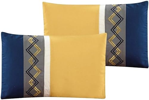 Vista 65 de Chezmoi Collection Arden - Juego de edredón moderno de 7 piezas con diseño de rayas plisadas bordadas en zigzag