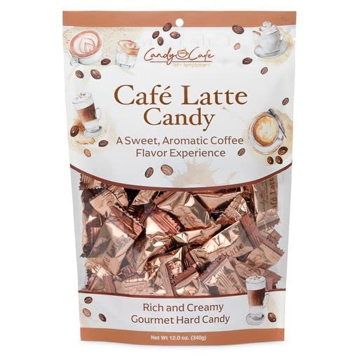 Candy Shop Coffee Candy, Cafe Latte Candy, Rich and Creamy Gourmet Hard Candy, Authentic Brazilian Coffee Flavor, Individually Wrapped, Resealable Bag (Cafe Latte, 12 Oz)