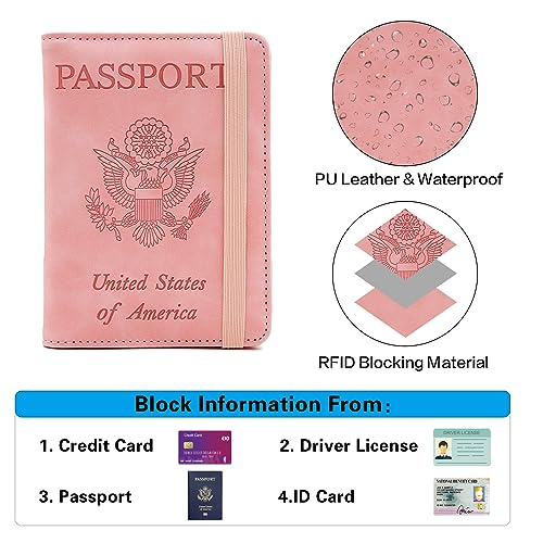 Image of Melsbrinna Premium Leather Passport Holder Covers Case, Waterproof Rfid Blocking Travel Wallet Passport Holder with Pen Holder, Cute Passport Book for Women /Men