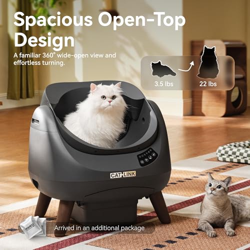 Image of CATLINK Self Cleaning Cat Litter Box Open-X, 5G & 2.4G WiFi, Safe Anti-Pinch Automatic Litter Box Open Top, AI Waste Analysis Health Monitor, App, Odor Free, Grey, Large Kit