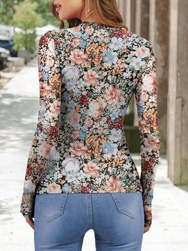 Prinbara Womens Mesh Long Sleeve Going Out Tops with Thumb Holes 2025 Fall Fashion Double Lined Fitted Cute Shirts Outfits4