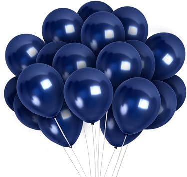Treasures Gifted Navy Blue Balloons 36 Pack - Blue Metallic Balloons - 12 Inch Latex Navy Party Decorations - Graduation Party Supplies - Globos Azul Marino - Birthday Decorations
