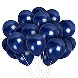 4th Of July Party Supplies Navy Dark Blue Metallic Balloons 12 Inch Midnight Thick Latex Pack of 36 and 22 Yards Curling Ribbons Decoration Kit for Wedding Independence Day Birthday Supplies