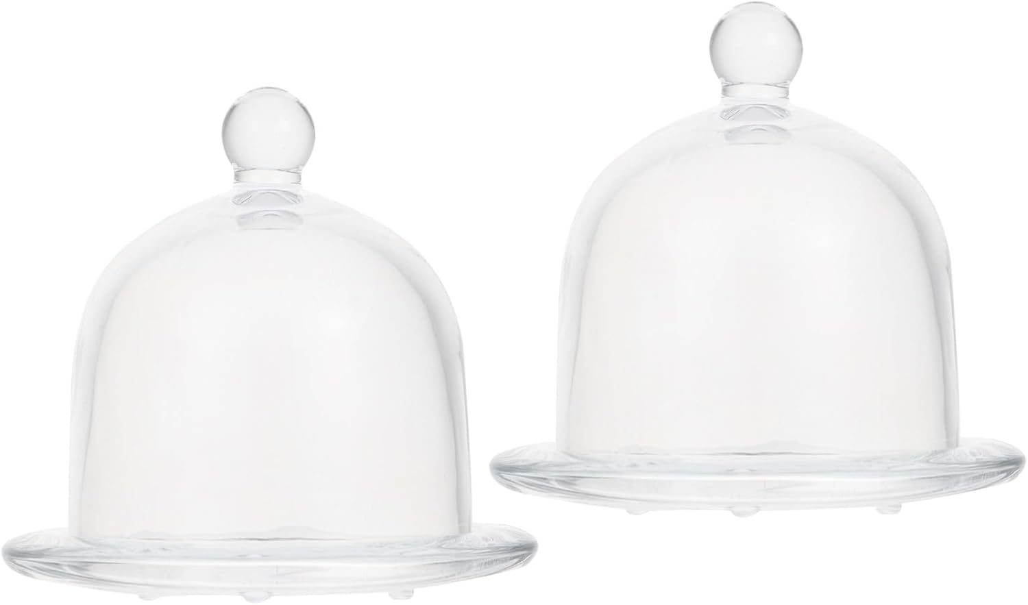 2pcs Medium Glass Cake Cover Dustproof Pastry Display Dome Household Food Storage Cover for Kitchen Bread Dessert Serving