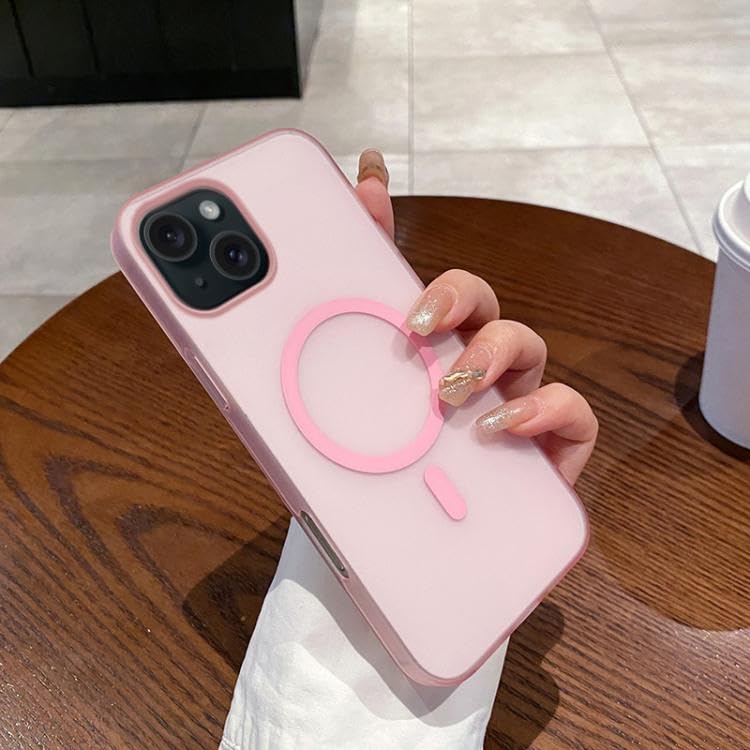 Image of COVERLY Luxury Hard Translucent Paper Thin Case Cover for iPhone 14 Plus | Matte Finish | Compatible with magsafe | (Pastel Pink, iPhone 14 Plus)