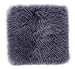 Luxor Living Fellkissen Echtfell, Flauschige Sitzauflage, Sitzkissen aus Lammfell, Lederrücken, Fell für Stühle, Farbe:Grau, Größe:34 x 34 cm