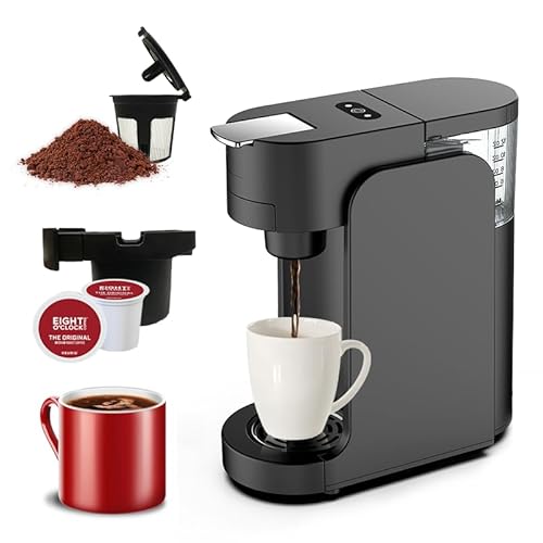 啡悦 FEIS YUE - Single Serve K-Cup® Coffee Maker with Strong Brew, 6 to 12oz Brew size & Travel Mug Compatible, Energy Efficient Pod Machine, One Cup Coffee Machine with Reusable Filter,Black