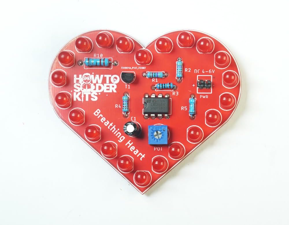 Breathing Heart LED Soldering Kit by How to Solder Kits | DIY Pulse Light Project | Perfect for STEM Learning & Science Fairs | Create Rhythmic Heartbeat Effect with LEDs