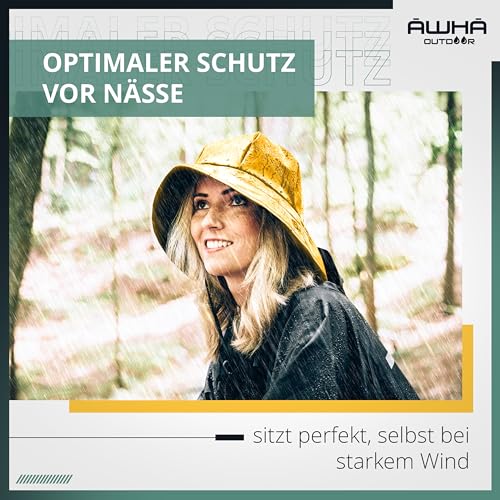 AWHA Südwester Regenhut gelb/Unisex - wasserdichte Mütze mit breiter Krempe und Ohrenklappen