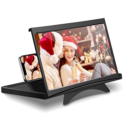 Tensphy Lupa de Pantalla de teléfono Amplificador de teléfono Inteligente con Pantalla 3D de 12"con Zoom de 3 a 4 Veces con diseño, Lupa para Todos los teléfonos Inteligentes