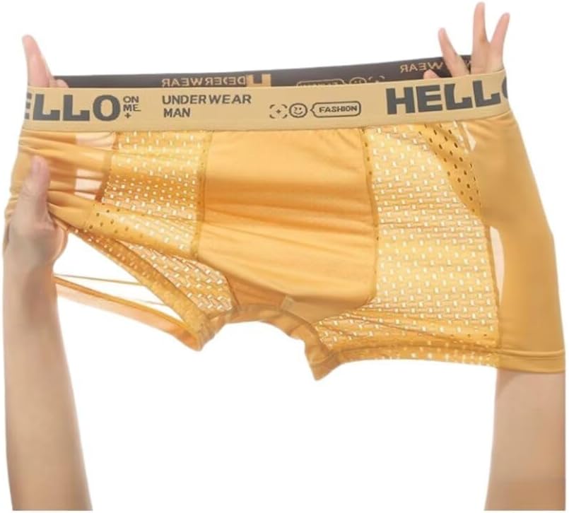Men's Mesh Ice Silk Underwear Box Briefs Breathable Underwear Trunks Underpanties Multipacks - Image 2