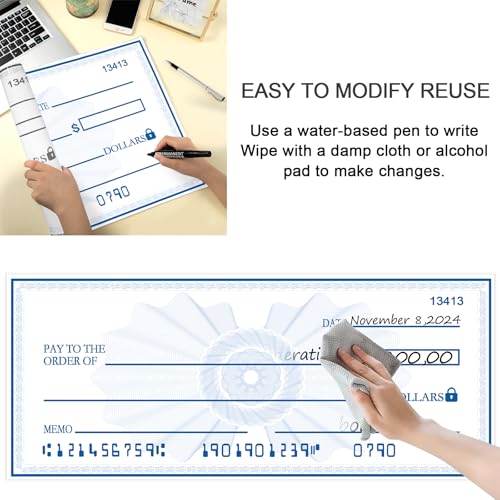 Giant Check (40 x 16 inches) - Big Check for Presentation - Oversized Fake Check Award - Large Check Blank Check - Promotional Check - Big Presentation Checks for Fundraisers, Charity& Donation Events