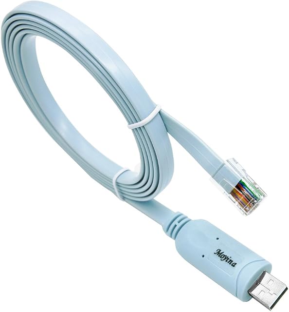 Cisco Console Cable USB to RJ45 Cable FTDI for Windows 8, 7, Vista,MAC, Linux RS232 6 Ft (Blue)