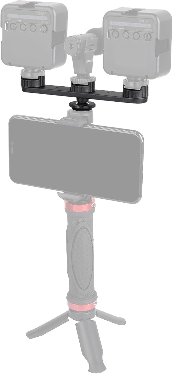 ChromLives Triple Cold Shoe Extension Mount Hot Shoe Base Adapter Extension Bar Bracket with 1/4 Screw for Tripod/Microphone/LED Light Compatible with Canon Sony Cameras…