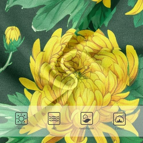 Yellow Chrysanthemums Green Leaves Toddler Underwear Custom 2t Cotton Girl Panties Cute Florals Briefs Girls Undies3