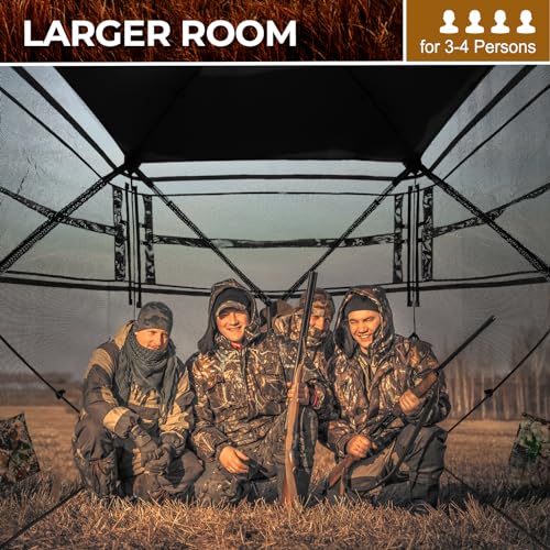 HUNTSEN Hunting Blind 270° See Through 3-4 Person Ground Blind Pop Up Deer Blind for Hunting with Carring Bag - Portable Durable Blind for Turkey and Deer Hunting - Thumbnail 7
