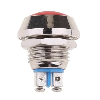 MERISHOPP 12mm Round Metal SPST Momentary Push Button Switch 1NO P67 Waterproof Red