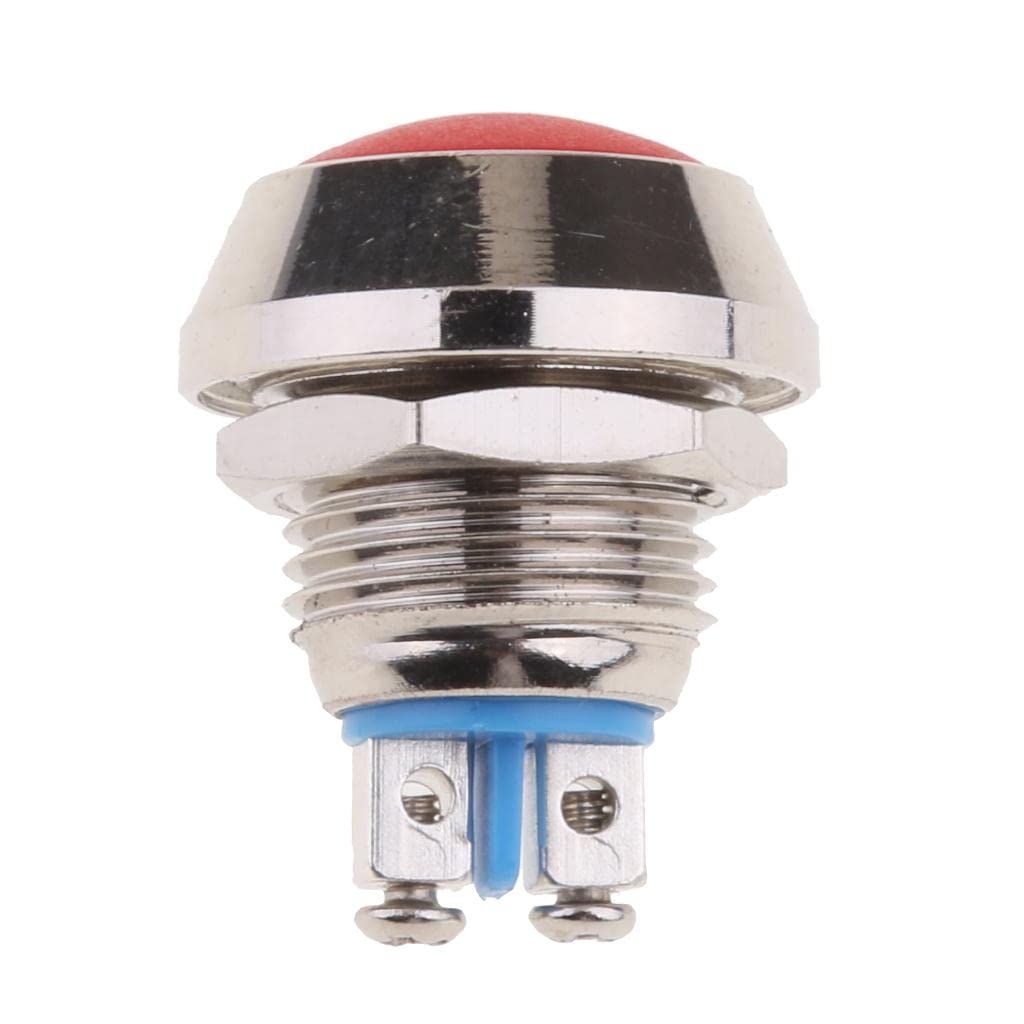 MERISHOPP 12mm Round Metal SPST Momentary Push Button Switch 1NO P67 Waterproof Red-image-16