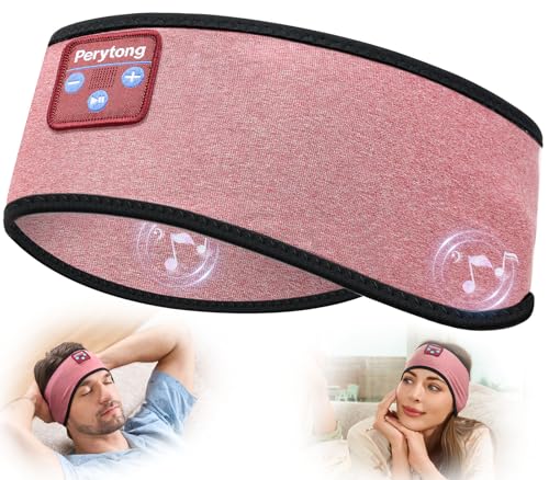 Perytong Sleep Headphones Bluetooth Headband, No Pressure for Ear, Headband Headphones Wireless Earphones Music Sleep Headband Earbuds, Sleep Mask Gifts for Men Women Teens