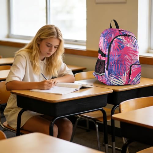 Mochila para laptop con diseño de hojas tropicales rojas para chicas 6