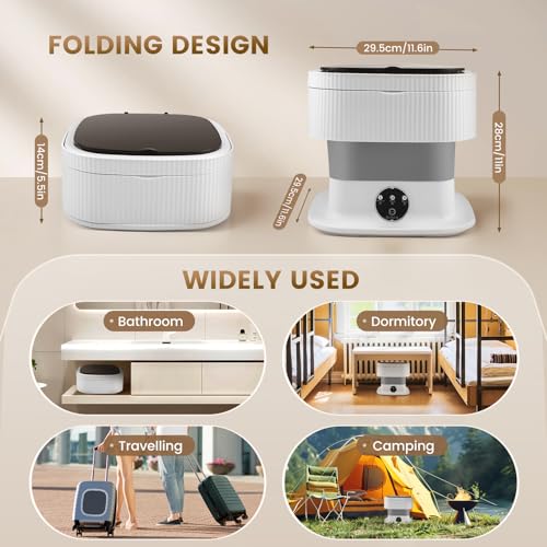 Trsaow Portable Washing Machine,11L Small Travel Washing Machine With Spin Dryer Function Underwear 45db Ultra Quiet for Baby Clothes 45 dB Low Noise with Three Hangers Travel/Camping Essential - Image 8