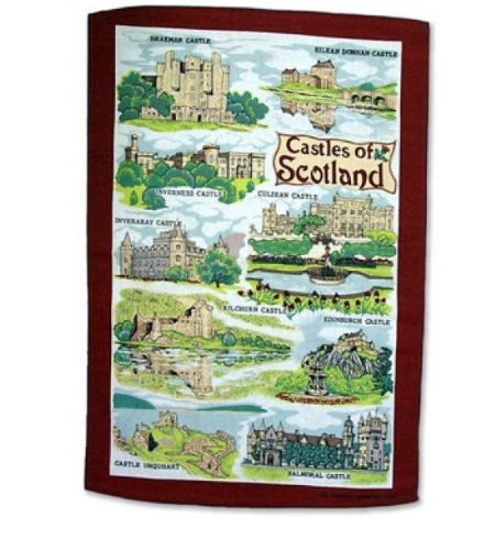 Elgate Brown Castles Of Scotland Tea Towel Scottish Souvenir Gift Balmoral Edinburgh Braemar Inverness