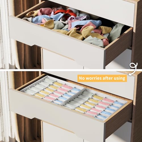 DIMJ Aufbewahrungsboxen für Socken - 24 Zellen Schublade Organizer, Faltbare Socken Organizer, Schubladen Ordnungssystem, Kleiderschrank Organizer für Socken, Krawatten, Gürtel, 2 Stück(Weiß)