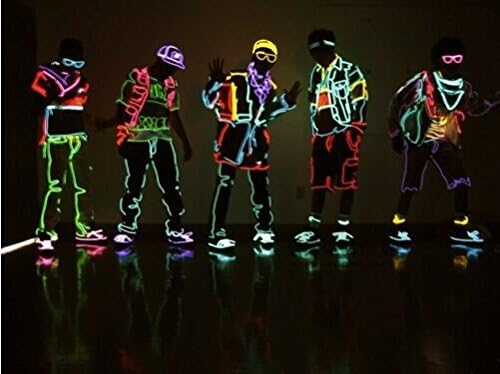 Lychee Portable 5x1 Metre Neon Lights Glowing Strobing Electroluminescent Wire Flexible Bright Neon Light EL Wire for Christmas Halloween Costume Decoration Parties (Green)