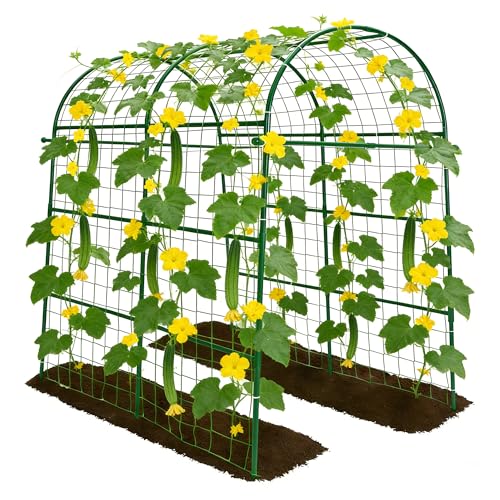Trellume Garden Arch Trellis for Climbing Plants Outdoor - 83 H*71 W*43 L Large Rustproof Garden Trellis Heavy Duty Grape Trellis Tunnel Trellis for Melons Pumpkins Cucumbers Peas(Green)