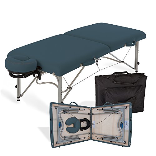 Image of EarthLite Portable Massage Table Luna - Ultra-Lightweight, Patented Aluminum Reiki Frame incl. Flex-Rest Face Cradle & Carry Case (29lb), Mystic Blue