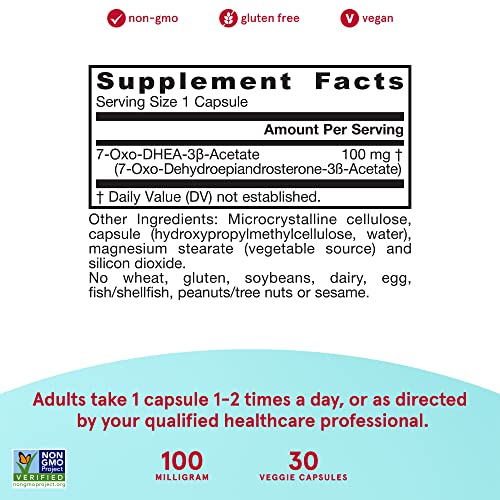 Jarrow Formulas 7-Keto Dhea 100 Mg - Naturally-Occurring Metabolite - Dietary Supplement Supports Overall Health, Helps Promote Healthy Aging - 30 Veggie Capsules (Packaging May Vary) #TOP3