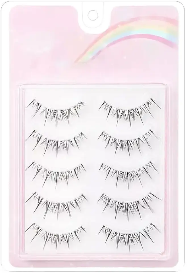 5 pares de cílios postiços, leves e reutilizáveis com um design de tira completa, fácil aplicação para iniciantes